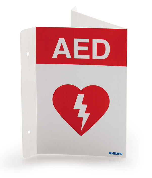 Philips AED Wall Sign - Red, English