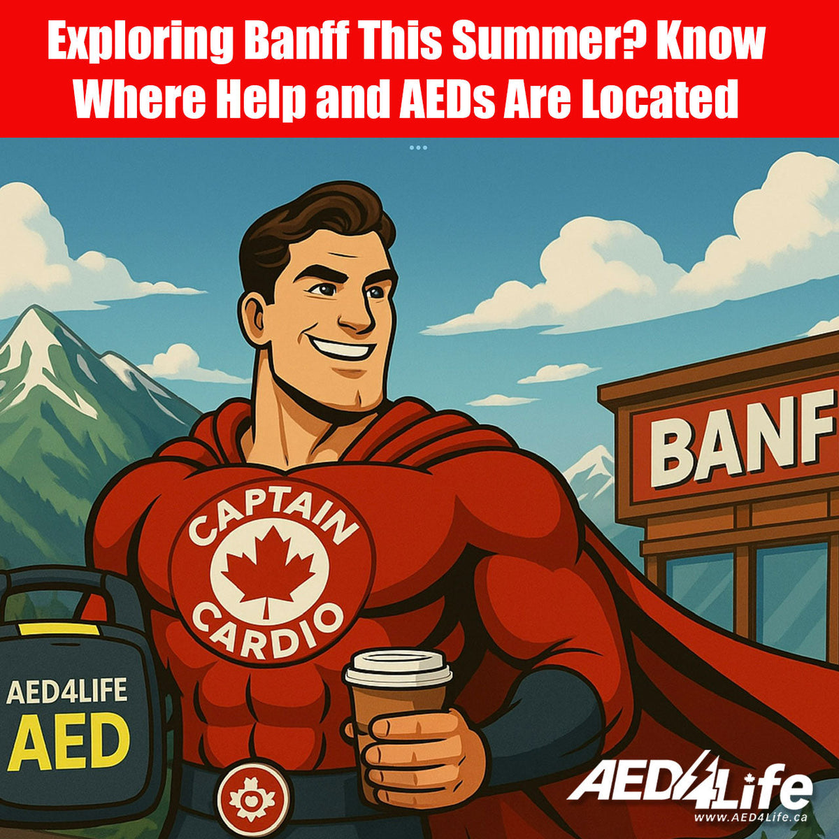 Superhero Standing In Front of a Mountain In Banff