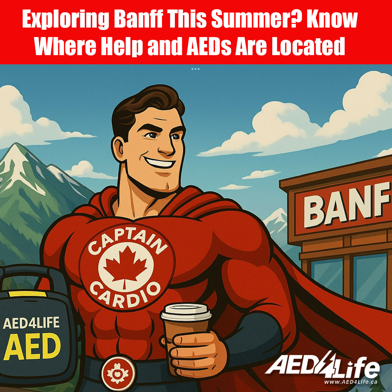 Superhero Standing In Front of a Mountain In Banff