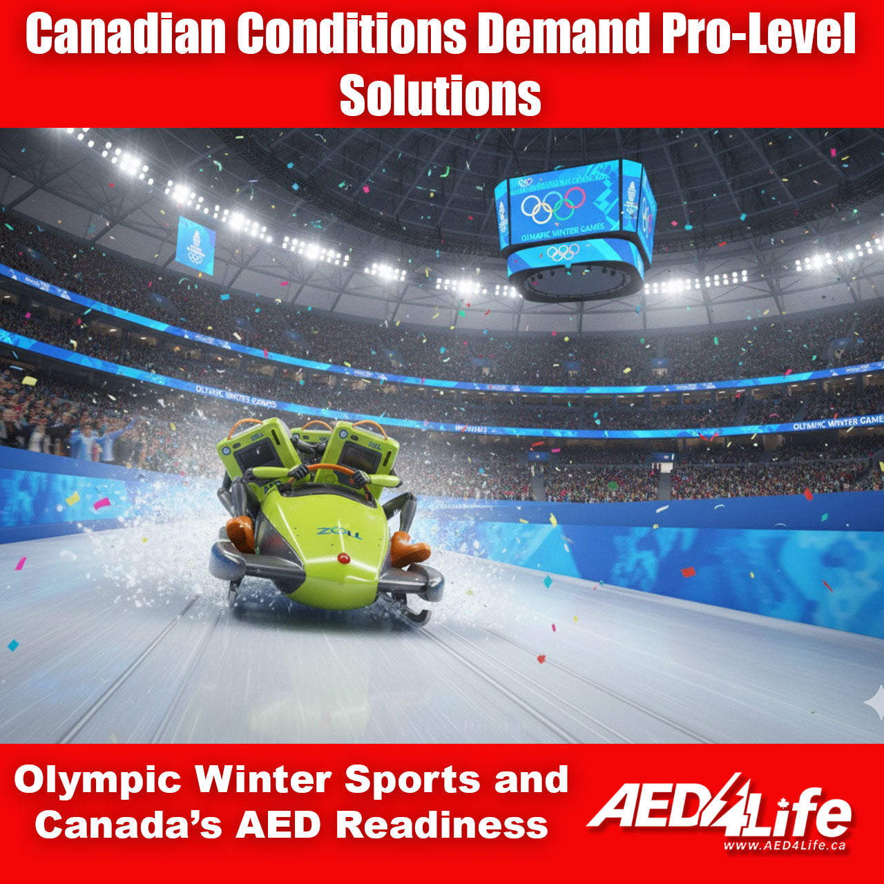 ZOLL AED 3 units all in a BOBSLED together in a race