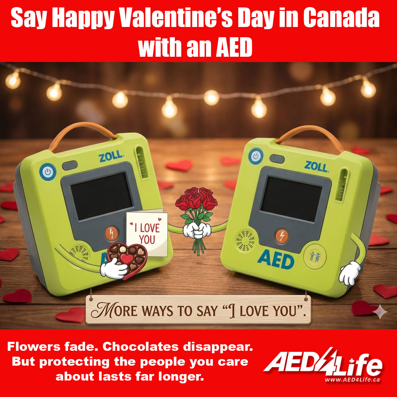 2 ZOLL 3 AED units sharing Flowers on Valentines day