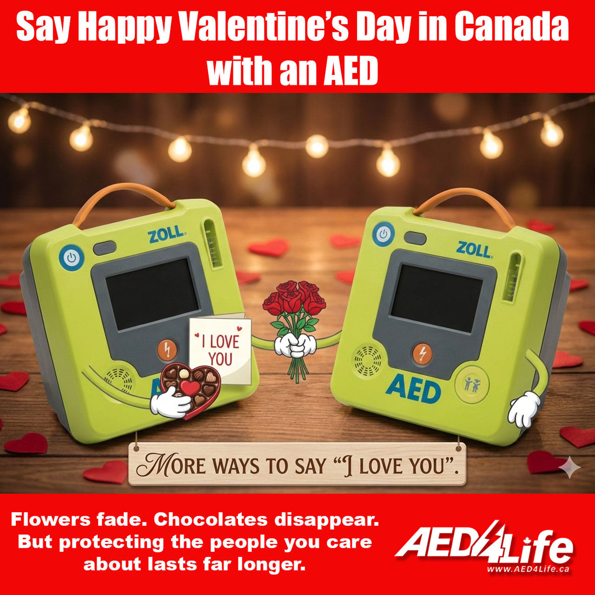 2 ZOLL 3 AED units sharing Flowers on Valentines day