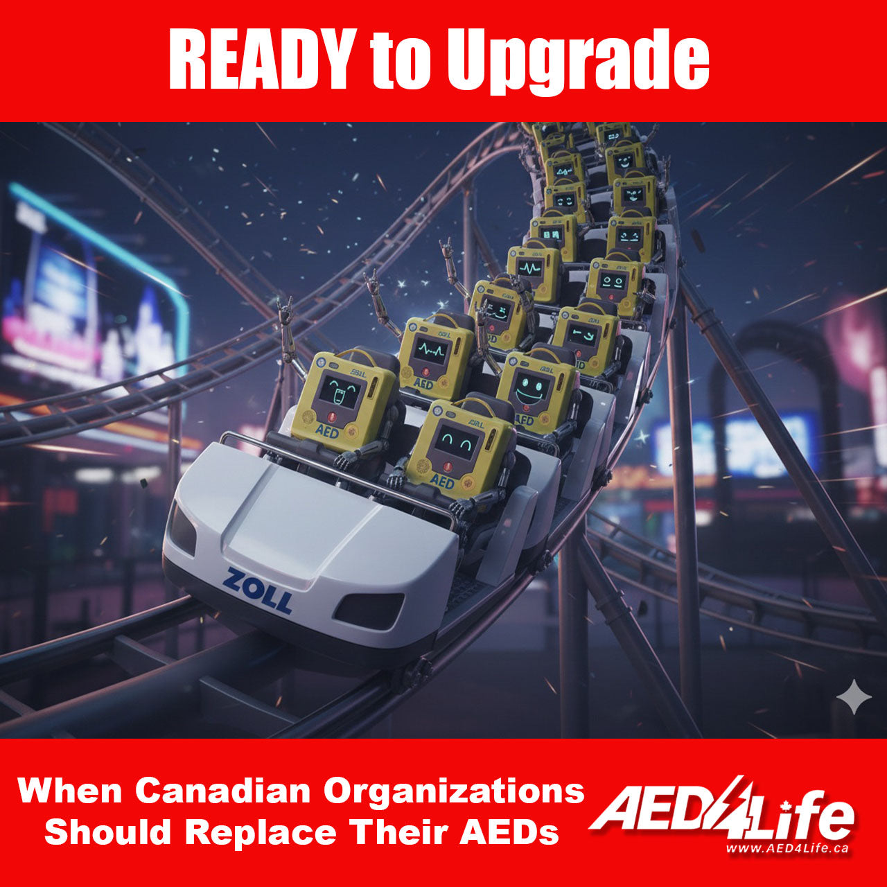 AED Units as Cartoons on a Roller Coaster