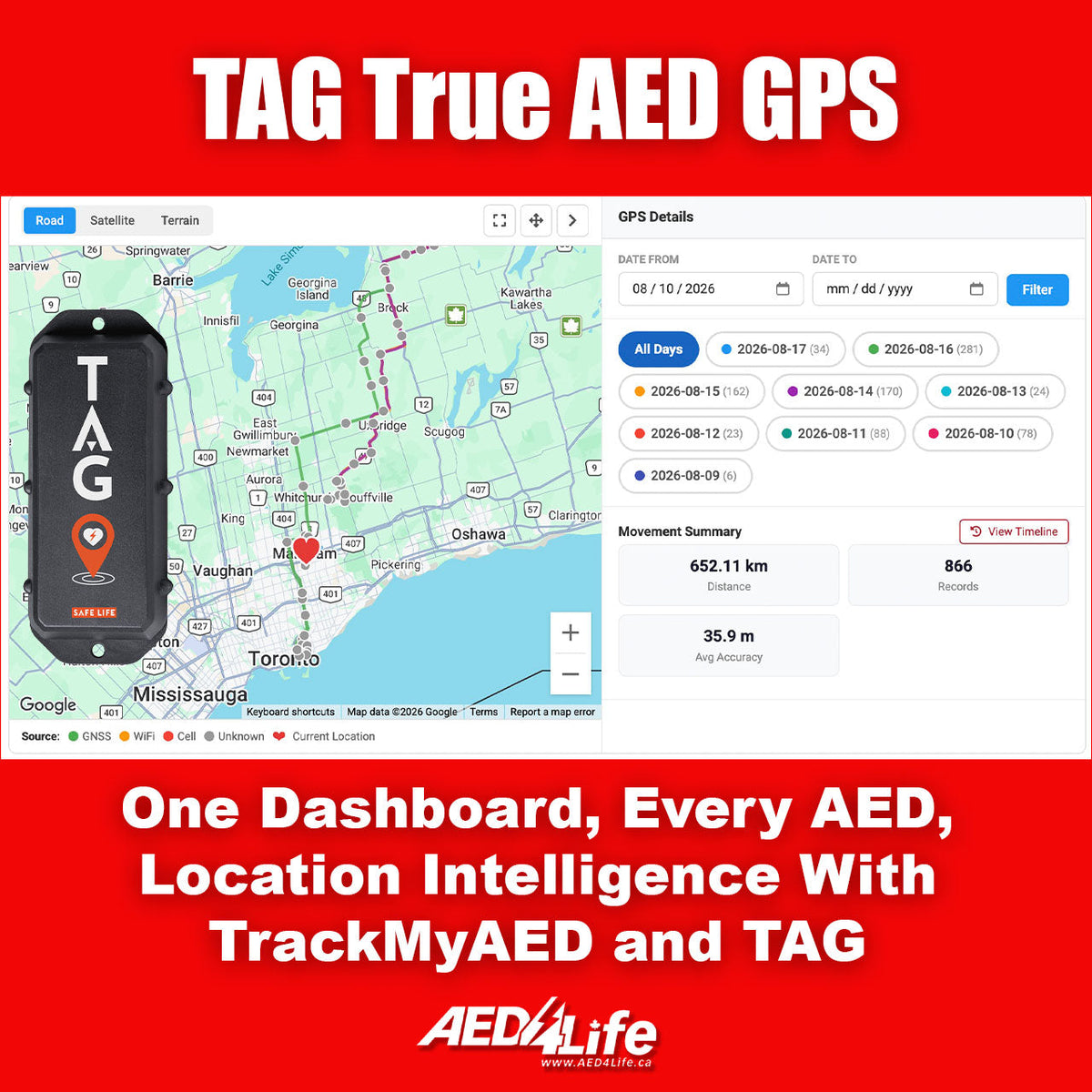 TAG Device with Dashboard Map