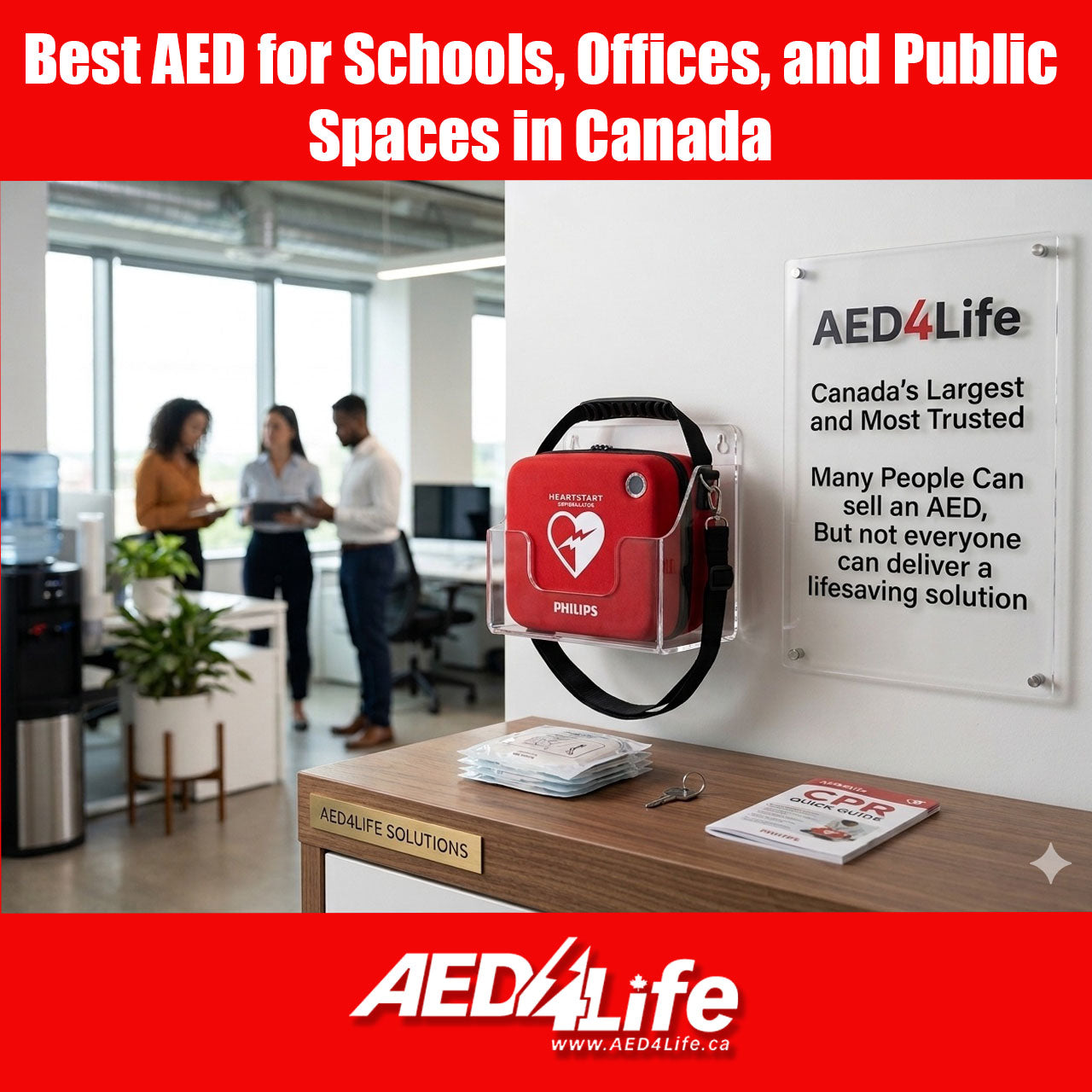 PHILIPS AED on a wall in an office space