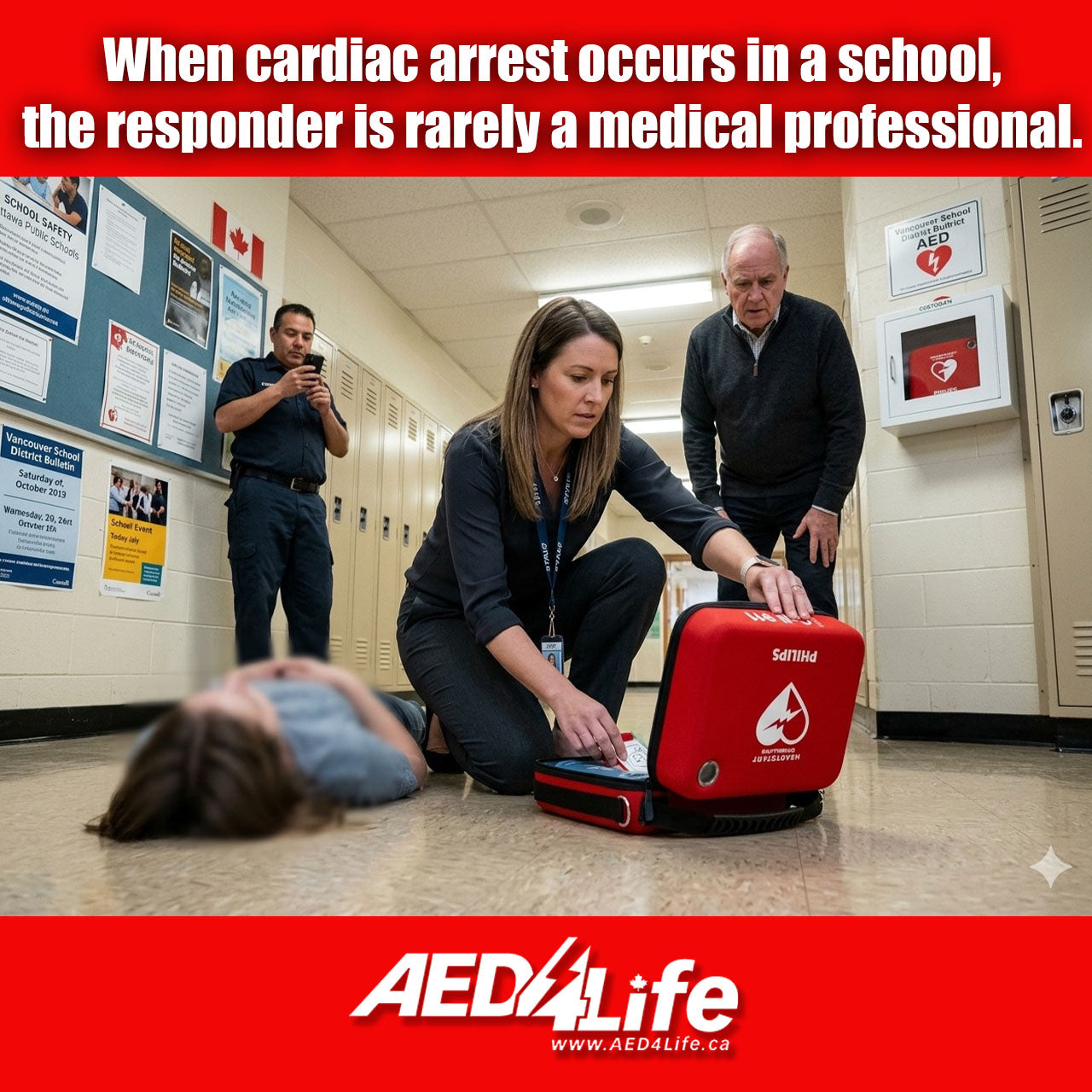 Person opening and AED