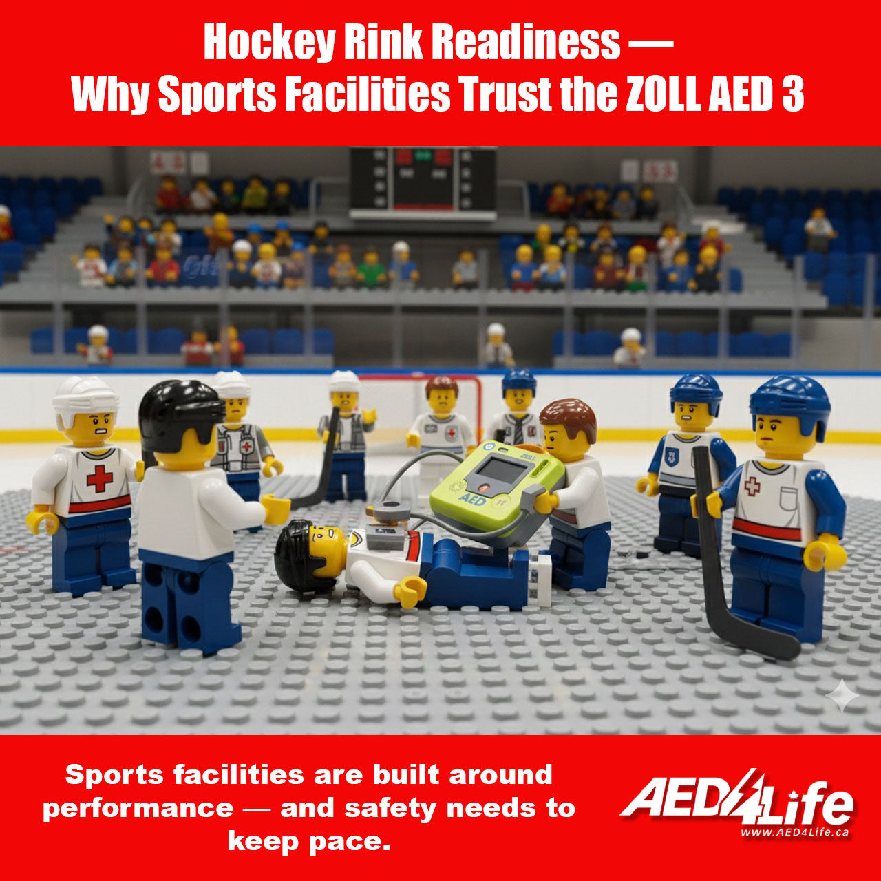 LEGO HOCKEY PLAYERS USING A LEGO AED