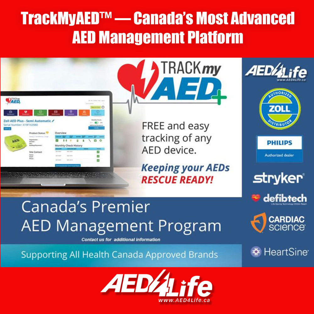 A software program trackmyaed on the screen on a laptop