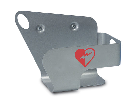 Philips AED Wall Mount Bracket featuring a red heart and lightning bolt symbol for holding a Philips AED.