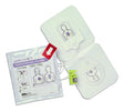 ZOLL Pedi-padz II defibrillator electrodes for infants and children aged 0-8 years, featuring a placement diagram and open packaging, compatible with ZOLL AED Plus and AED Pro.