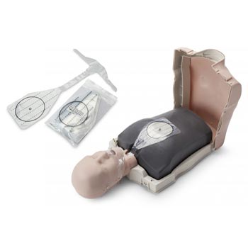 The Prestan Professional Series ADULT Training Manikin 4-Pack by Prestan is a set of mannequin torsos and heads used for medical training, equipped with practice pads to show target areas for procedures, including chest compression feedback.