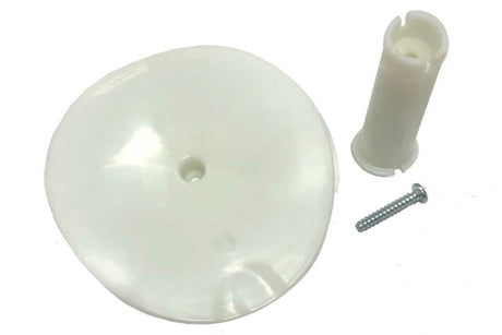 Compression Assembly for PRESTAN Professional Adult Manikin by AED Shop, featuring a chest plate, metal screw, and cylindrical sleeve, displayed on a white background.