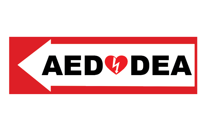 Logo with 'AED' and 'DEA' text on a red and white background