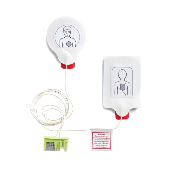 HeartStart FR3 AED with two pads and a monitor on a white background