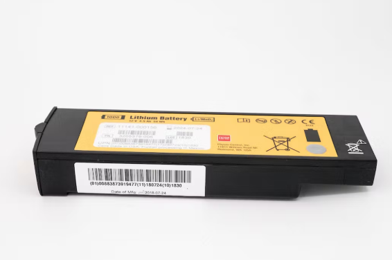 Lithium battery with label on a white background