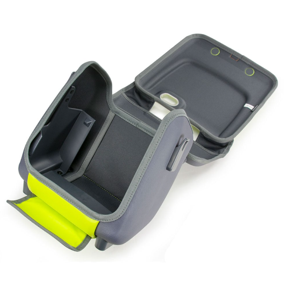 Gray and green portable dining set on a white background