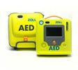 Two ZOLL AED 3 with Carry Bag Package devices, one open to display its screen and buttons, and the other with the case closed, essential for performing CPR.