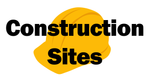 Yellow hard hat with 'Construction Sites' text on a white background